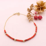 14k Gold | Coral - Turquoise Beaded Bracelet