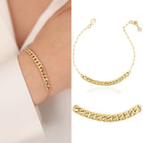 14k Gold | Cuban & Thin Paperclip Chain Bracelet