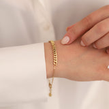 14k Gold | Cuban & Thin Paperclip Chain Bracelet