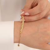 14k Gold | Cuban & Thin Paperclip Chain Bracelet