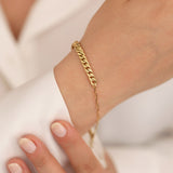 14k Gold | Cuban & Thin Paperclip Chain Bracelet