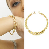 14k Gold | Circle Link & Double Curb Chain Bracelet