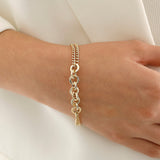 14k Gold | Circle Link & Double Curb Chain Bracelet