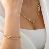 14k Gold | Circle Link & Double Curb Chain Bracelet