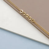 14k Gold | Circle Link & Double Curb Chain Bracelet