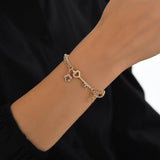 14k Gold | Double Curb Bracelet with Key & Charms