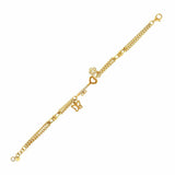 14k Gold | Double Curb Bracelet with Key & Charms