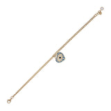 14k Gold | Curb Chain Bracelet with Evil Eye Heart Charm