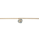 14k Gold | Curb Chain Bracelet with Evil Eye Heart Charm