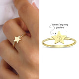 14k Gold | Star Initial Ring