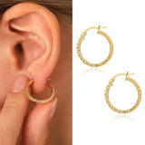 14k Gold | Greek Key Meander Hoop Earrings