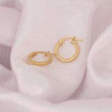 14k Gold | Greek Key Meander Hoop Earrings