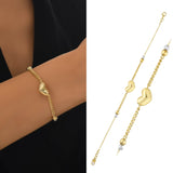 14k Gold | Curb & Cable Chain Bracelet with Puffy Heart