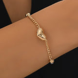 14k Gold | Curb & Cable Chain Bracelet with Puffy Heart