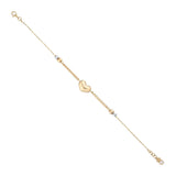 14k Gold | Curb & Cable Chain Bracelet with Puffy Heart