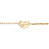 14k Gold | Curb & Cable Chain Bracelet with Puffy Heart