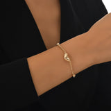 14k Gold | Curb & Cable Chain Bracelet with Puffy Heart