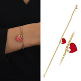 14k Gold | Curb Bracelet with Heart Charm