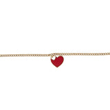 14k Gold | Curb Bracelet with Heart Charm