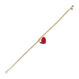 14k Gold | Curb Bracelet with Heart Charm