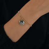 14k Gold | Curb Bracelet with Nazar Disc Charm