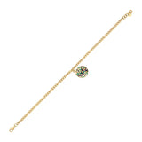 14k Gold | Curb Bracelet with Nazar Disc Charm