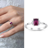 8k - 14k - 18k Gold | Baguette Cut Ruby Ring with Diamonds