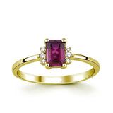 8k - 14k - 18k Gold | Baguette Cut Ruby Ring with Diamonds