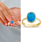 14k Gold | Oval Minimalist Opal Ring