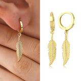 14k Gold | Feather Drop Earrings