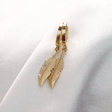 14k Gold | Feather Drop Earrings