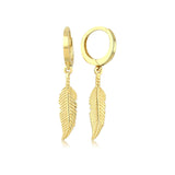 14k Gold | Feather Drop Earrings