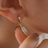 14k Gold | Feather Drop Earrings