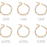 14k Gold | Multi Color Paperclip & Round Link Bracelet