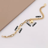 14k Gold | Paperclip & Double Curb Chain Bracelet with Key Charm