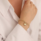 14k Gold | Paperclip & Double Curb Chain Bracelet with Key Charm