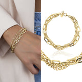 14k Gold | 3 Strand Paperclip & Curb Bracelet