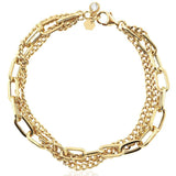 14k Gold | 3 Strand Paperclip & Curb Bracelet