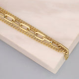 14k Gold | 3 Strand Paperclip & Curb Bracelet