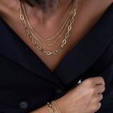 14k Gold | 3 Strand Paperclip & Curb Bracelet