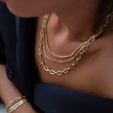 14k Gold | 3 Strand Paperclip & Curb Bracelet