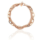 14k Gold | 3 Strand Paperclip & Curb Bracelet