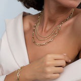 14k Gold | 3 Strand Paperclip & Curb Bracelet