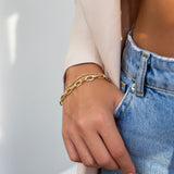 14k Gold | 3 Strand Paperclip & Curb Bracelet