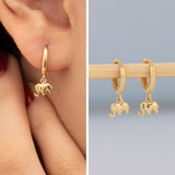 14k Gold | Elephant Drop Dangle Earrings