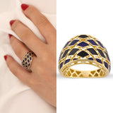 14k Gold | Navy Blue Intricate Ring