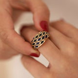 14k Gold | Navy Blue Intricate Ring