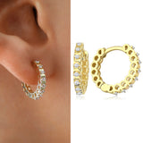 14k Gold | Surface Prong Setting CZ Gemstone Hoop Earrings