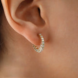 14k Gold | Surface Prong Setting CZ Gemstone Hoop Earrings