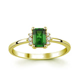 8k - 14k - 18k Gold | Baguette Cut Emerald Ring with Diamonds